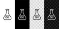 Set line Test tube and flask chemical laboratory test icon isolated on black and white background. Laboratory glassware Royalty Free Stock Photo