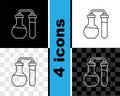 Set line Test tube and flask chemical laboratory test icon isolated on black and white, transparent background Royalty Free Stock Photo