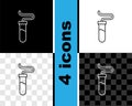 Set line Test tube and flask chemical laboratory test icon isolated on black and white, transparent background Royalty Free Stock Photo