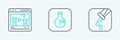 Set line Test tube and flask, Chemical online and Cracked icon. Vector