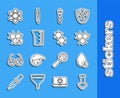 Set line Test tube and flask chemical, Water drop, Chemical formula, Laboratory glassware beaker, Atom and Molecule icon