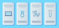 Set line Test tube and flask, Molecule, XYZ Coordinate system and icon. Vector