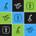 Set line Test tube and flask, Pipette and icon. Vector