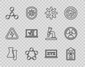 Set line Test tube and flask, Radiation warning document, Virus, Molecule, Square root of x glyph, XYZ Coordinate system