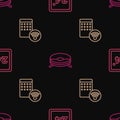 Set line Thermostat, Air humidifier and Robot vacuum cleaner on seamless pattern. Vector Royalty Free Stock Photo