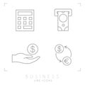 Set of line thin business and financial icons. Royalty Free Stock Photo