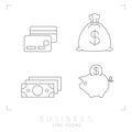 Set of line thin business and financial icons. Royalty Free Stock Photo