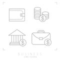 Set of line thin business and financial icons. Royalty Free Stock Photo