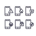 Set of line thin phone repair collection element design