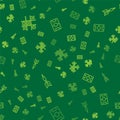 Set line Tic tac toe game, Dart arrow and Hockey table on seamless pattern. Vector