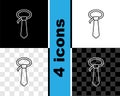 Set line Tie icon isolated on black and white, transparent background. Necktie and neckcloth symbol. Vector Royalty Free Stock Photo