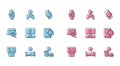 Set line From 9, Time to sleep, Smartwatch, Fast food time, Tv, for book, Calendar search and Gamepad of icon. Vector
