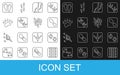 Set line Tire track, Fox paw footprint, Human footprints shoes, Snake, Goose, Bear, Rabbit and hare and Mop icon. Vector Royalty Free Stock Photo