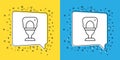 Set line Toilet bowl icon isolated on yellow and blue background. Vector