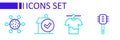 Set line Toilet brush, Drying clothes, Home cleaning service and Bacteria icon. Vector