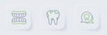 Set line Tooth, Broken tooth and Dentures model icon. Vector