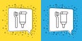 Set line Toothbrush and tube of toothpaste icon isolated on yellow and blue background. Disposable bathroom supplies Royalty Free Stock Photo