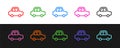 Set line Toy car icon isolated on black and white background. Vector Royalty Free Stock Photo