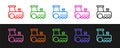 Set line Toy train icon isolated on black and white background. Vector Royalty Free Stock Photo