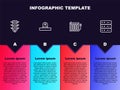 Set line Traffic light, Security camera, Heating radiator and Server, Data, Web Hosting. Business infographic template Royalty Free Stock Photo