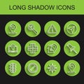 Set line Traffic light, Stop sign, Map pointer with star, Wind rose, house, Road traffic, Push pin and icon. Vector Royalty Free Stock Photo