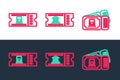 Set line Train ticket, and Museum icon. Vector