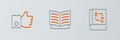 Set line Translator book, Hand like and Open icon. Vector