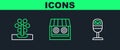 Set line Trash can, Ferris wheel and Shooting gallery icon. Vector