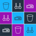 Set line Trash can, Keyboard and Router and wi-fi signal icon. Vector Royalty Free Stock Photo