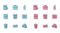 Set line Trash can, Office stapler, Document with minus, Time Management, Alarm clock dollar symbol, Calendar, Archive