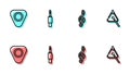 Set line Treble clef, Guitar pick, Audio jack and Triangle icon. Vector Royalty Free Stock Photo