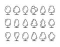 Set line tree icons isolated on white background. Minimalistic outline style collection. Vector illustration Royalty Free Stock Photo