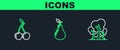 Set line Trees, Cherry and Pear icon. Vector