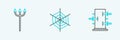 Set line Trunk for magic tricks, Neptune Trident and Spider web icon. Vector