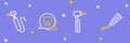 Set line Tube of toothpaste, Tooth drill, and icon. Vector
