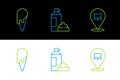 Set line Udder, Ice cream in waffle cone and Whipped bottle icon. Vector