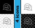 Set line Udder icon isolated on black and white, transparent background. Vector Royalty Free Stock Photo