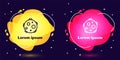 Set line UFO abducts cow icon isolated on blue background. Flying saucer. Alien space ship. Futuristic unknown flying