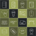 Set line UI or UX design, Bezier curve, Computer mouse, Front end development, Keyboard, Sketchbook album and icon Royalty Free Stock Photo