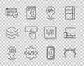 Set line UI or UX design, Bezier curve, Front end development, Website statistic, Keyboard, and Monitor and mobile icon Royalty Free Stock Photo