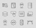 Set line UI or UX design, Bezier curve, Front end development, Website statistic, Keyboard, and Monitor and mobile icon
