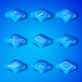 Set line UI or UX design, Cloud computing lock, Front end development, Crossed ruler and pencil, and Web icon. Vector Royalty Free Stock Photo