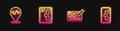Set line UI or UX design, Front end development, Web and . Glowing neon icon. Vector Royalty Free Stock Photo
