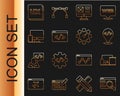 Set line UI or UX design, Monitor, mobile, tablet, Front end development, and, and Website statistic icon. Vector Royalty Free Stock Photo
