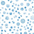 Set line UI or UX design, RGB and CMYK color mixing and Web development on seamless pattern. Vector Royalty Free Stock Photo