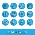 Set line UI or UX design, SEO optimization, Sketchbook album, Front end development, Web, and Website statistic icon Royalty Free Stock Photo