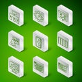 Set line UI or UX design, Site map, Web development, Front end, Website statistic, and Color palette guide icon. Vector Royalty Free Stock Photo