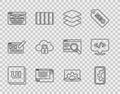 Set line UI or UX design, Web development, Layers, Cloud computing lock, and Front end icon. Vector Royalty Free Stock Photo