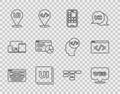 Set line UI or UX design, Web and graphic, Mobile Apps, Website statistic, Site map and Front end development icon Royalty Free Stock Photo