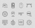 Set line UI or UX design, Website statistic, Computer mouse, Time money, Front end development, and icon. Vector Royalty Free Stock Photo